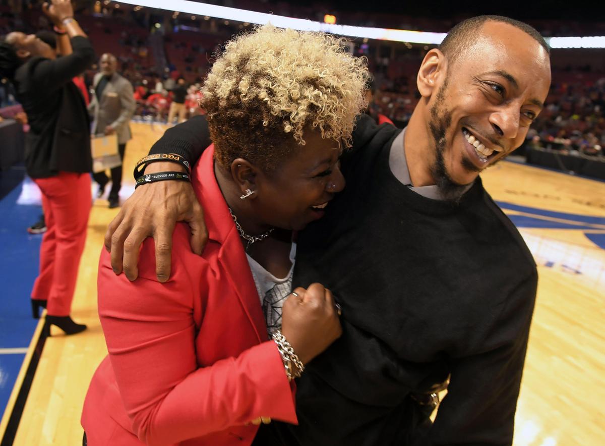 South Pointe head coach Stephanie Butler-Graham celebrates. Westwood played South Pointe for the Upper State Championship at Bon Secours Wellness Arena in Greenville Friday, February 28, 2020. GWINN DAVIS / Special to McClatchy