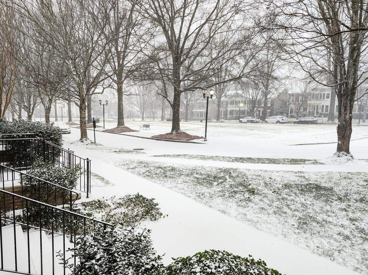 Snow begins to blanket Fort Mill, SC, as winter weather spreads across the Carolinas on Saturday, Jan. 31, 2026.