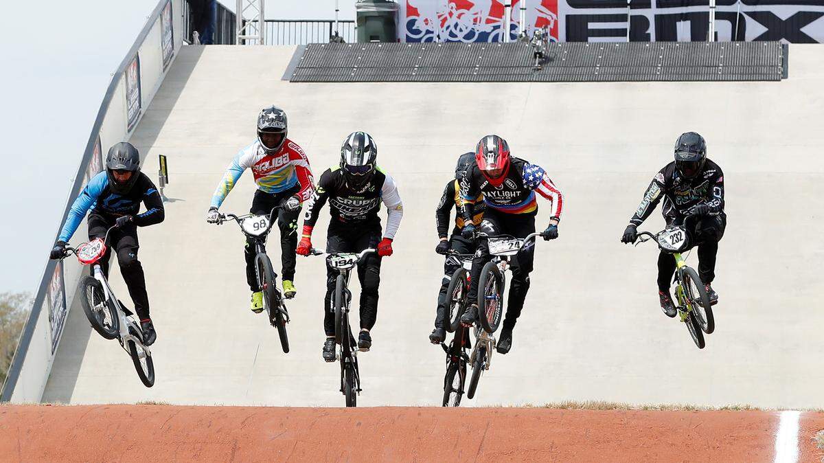 Riders make their way down the track at the Rock Hill BMX Supercross Track during the USA BMX Carolina Nationals USA Cycling Elite National Championships Saturday.