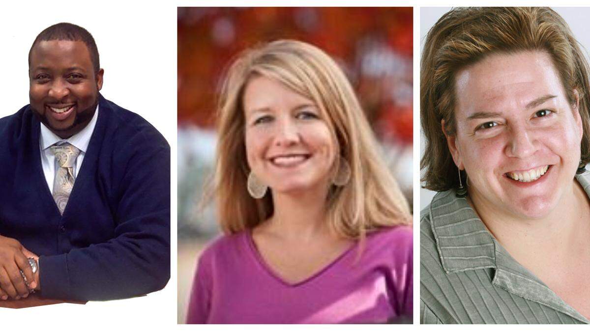 Hezekiah Massey, right, is the new principal of Northwestern High School in Rock Hill. Heather Andrus, center, was named the new principal of Rawlinson Road Middle School and Jennifer Morrison, left, was named the district's new executive director of secondary education.
