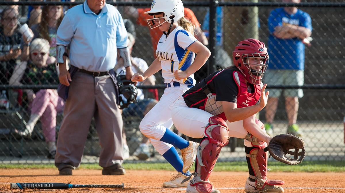 Fort Mill's  Brynn Bartolini crosses home plate to put the Yellow Jackets on the scoreboard as Fort Mill defeated Boiling Springs 5-2 in a SCHSL Upper State 5A softball semifinal game last Wednesday. The Jackets had to sweep Byrnes in the next round to advance to the S.C. title game, but could only manage a split.