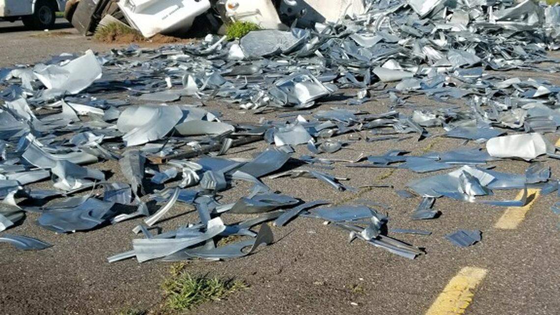 A tractor-trailer truck that flipped over Friday on S.C. 9 in Chester County left one person hurt and debris scattered in the road, officials said.