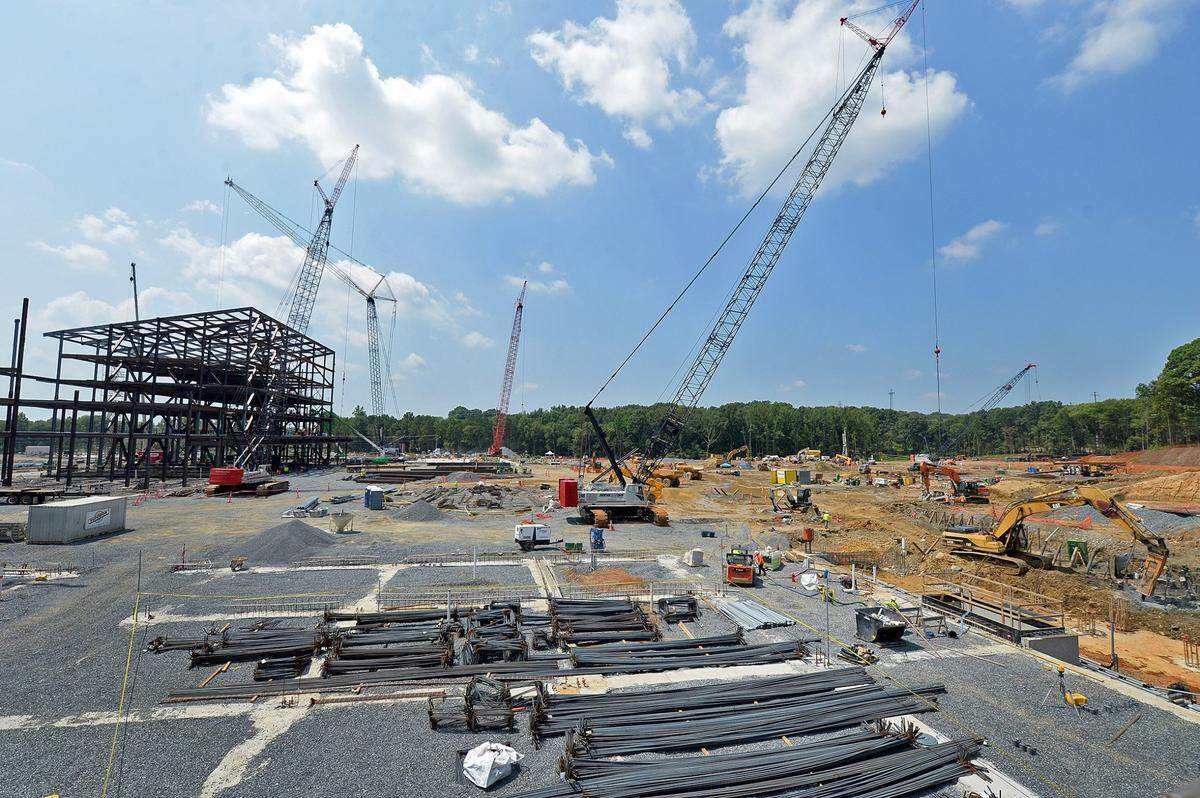 This August 2021 photo shows work on the Carolina Panthers headquarters and training site in Rock Hill. The team scrapped the plan, and now the city is selling part of the property to another business.