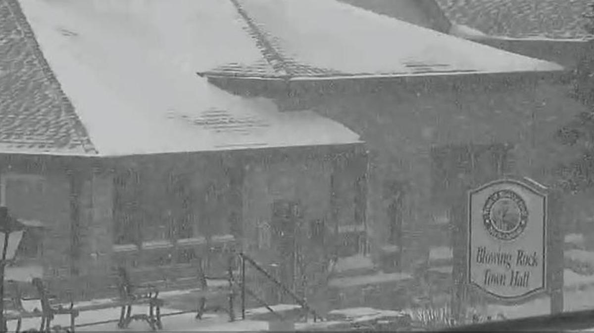 At 9 a.m. Tuesday, it was snowing in downtown Blowing Rock, N.C. Cold temperatures also have returned to the Rock Hill area.