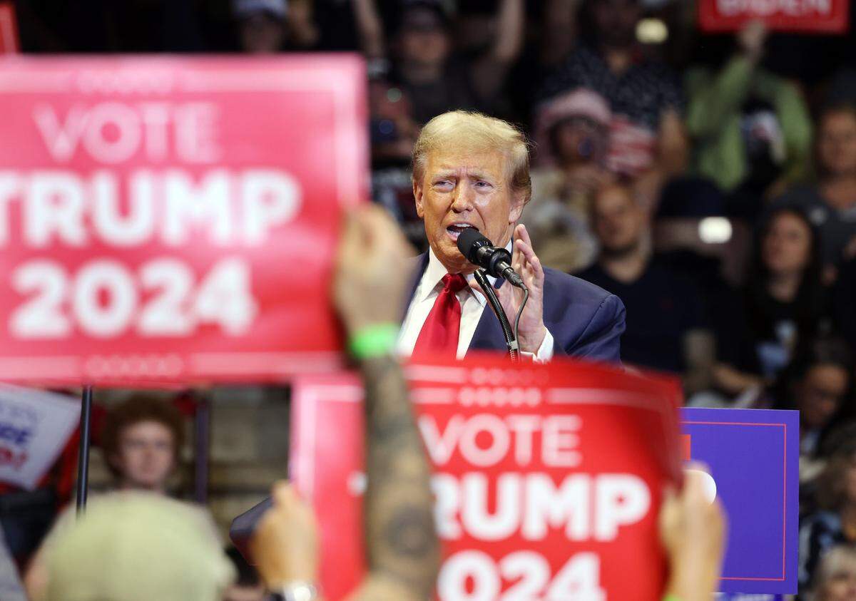 Former President Donald Trump speaks to thousands Friday, Feb. 23, 2024 in Rock Hill, S.C.