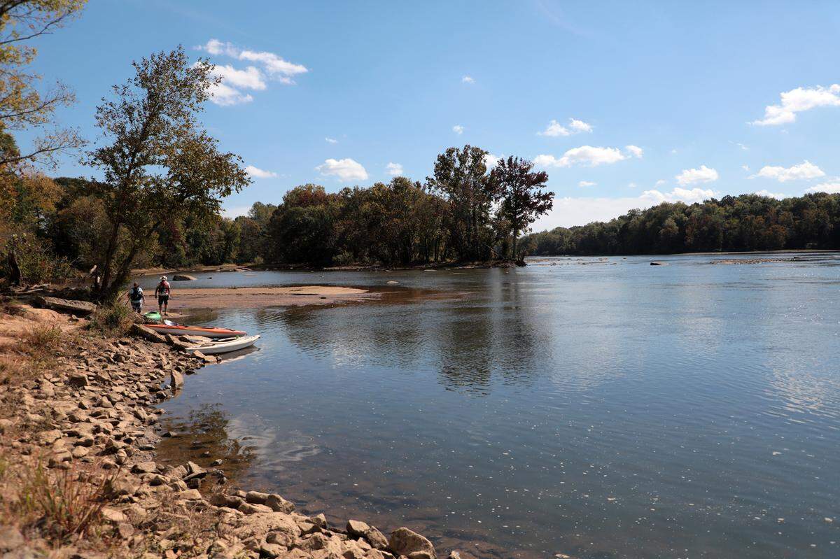 The Catawba River, shown here near the Lake Wylie dam, is a source of recreation and drinking water.