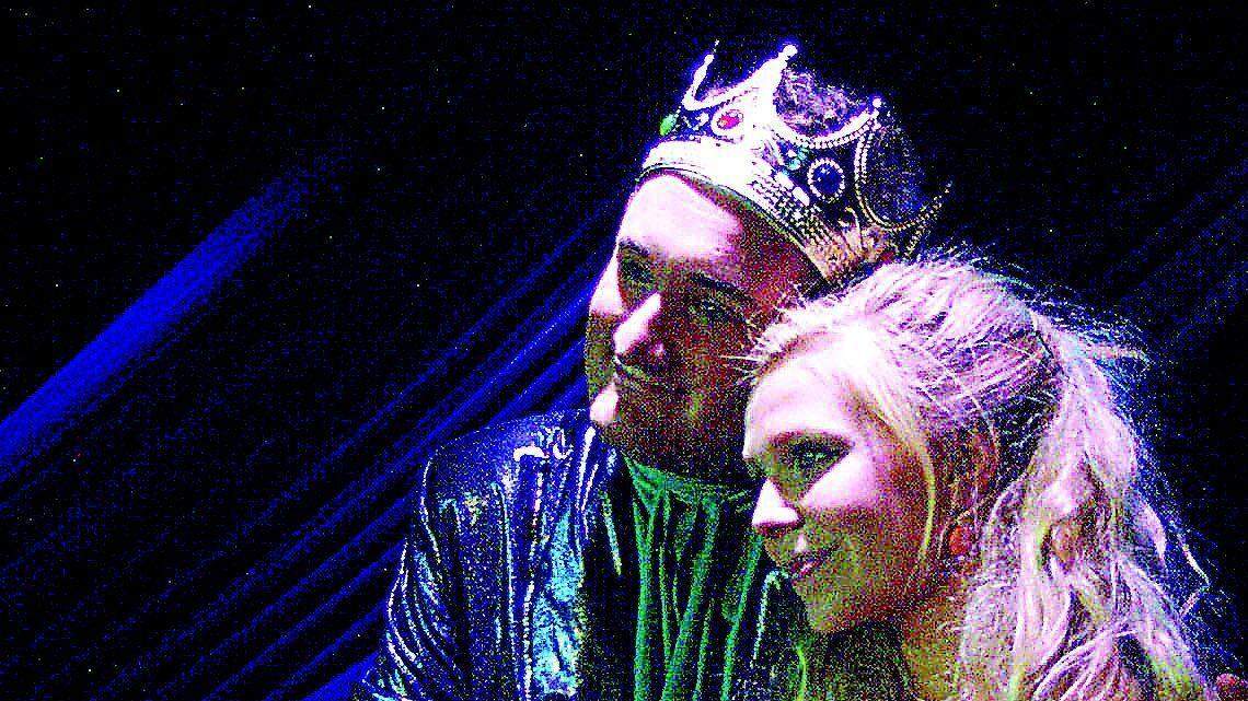 Mary Fishburne appears with King Neptune in an off-Broadway production of "The Little Mermaid," in which she played the lead role. The New York show closed Dec. 30.