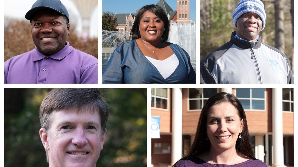 Top: Kenneth Harris, Nikita Jackson and Perry Sutton are running for Rock Hill city council ward 5. Bottom: John Black and Maggie Schwietert are running for Rock Hill city council ward 4.