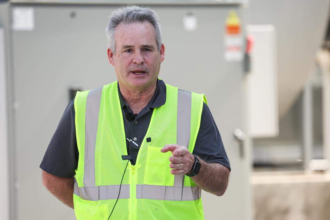 Silfab Director of Operations Greg Basden speaks to media regarding the two incidents this week during a press conference at Silfab Solar in Fort Mill on Friday.