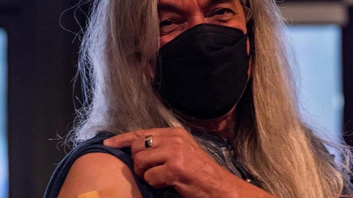 Catawba Chief Bill Harris after receiving his vaccine in late December. The Catawbas will now offer vaccines to members of other tribes.