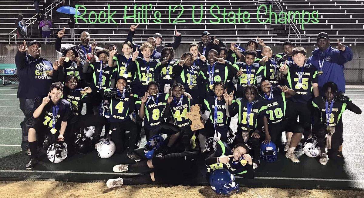 Rock Hill’s 12U All-Star football team pose for a picture after winning the state title in Easley this past weekend.