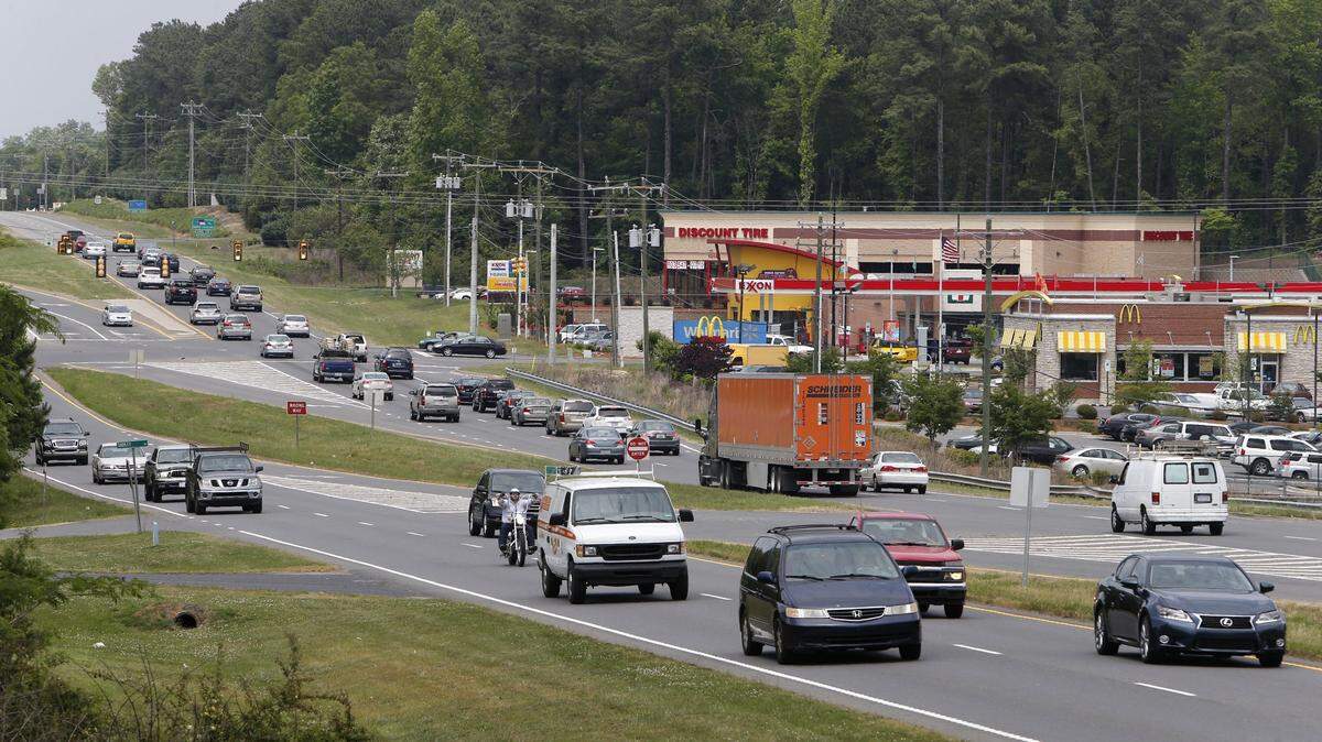 Development in Indian Land. A view of US 521 looking north Friday afternoon. The North Carolina state line is in the top of the frame.