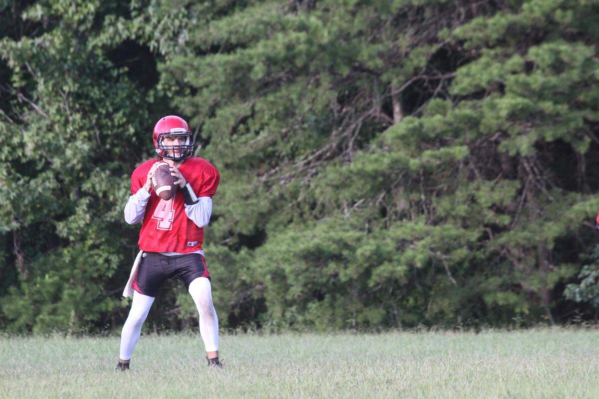Tommy Seagle drops back for a pass during a practice on Monday before Great Falls’ season opener against Lamar on Friday night.