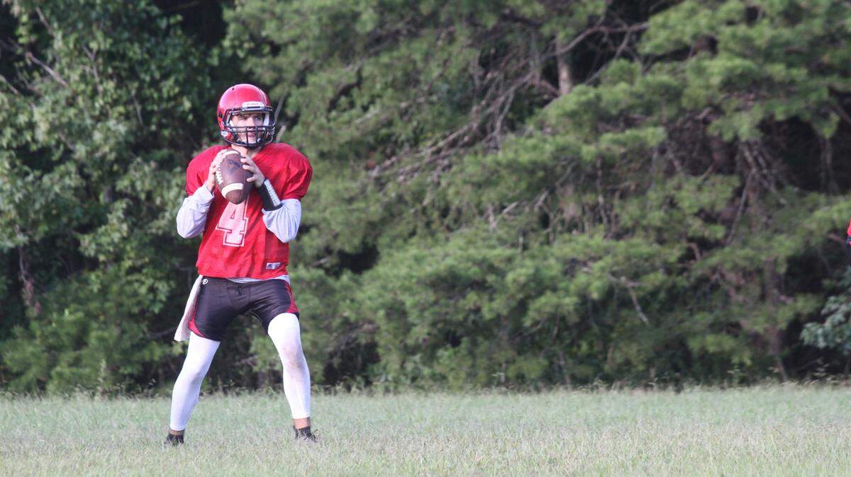 Tommy Seagle drops back for a pass during a practice on Monday before Great Falls’ season opener against Lamar on Friday night.