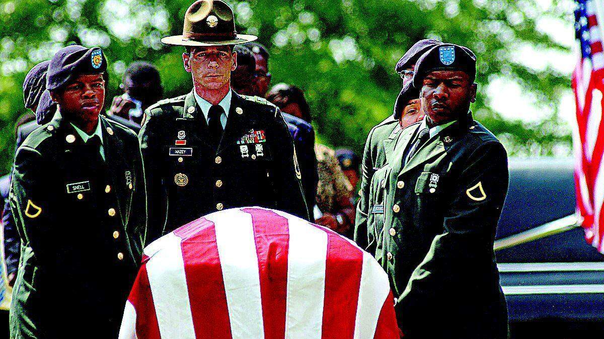 Members of the Fort Jackson Color Guard carry the casket of Spc. Zandra Worthy-Walker in preparation for burial at Mount Hopewell Baptist Church between Bullock Creek and Sharon in York County on Friday.