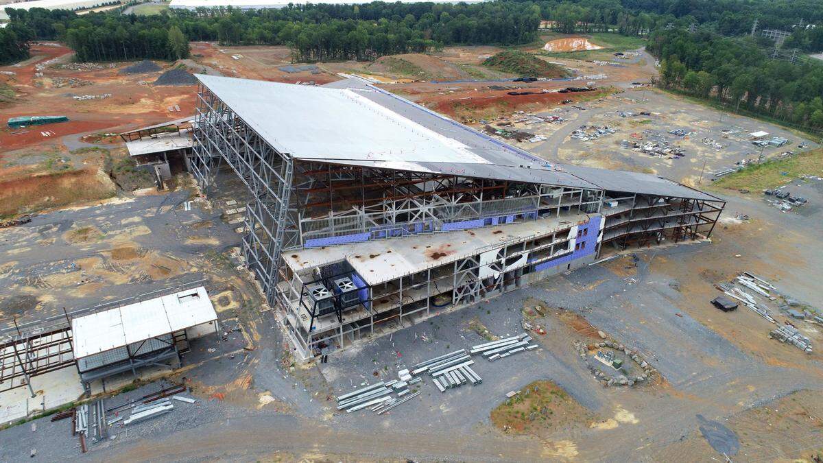 The 622,654 square foot building on the site of the failed Panthers headquarters facility in Rock Hill. A prospective buyer could adaptively reuse the structure, according to a marketing brochure.