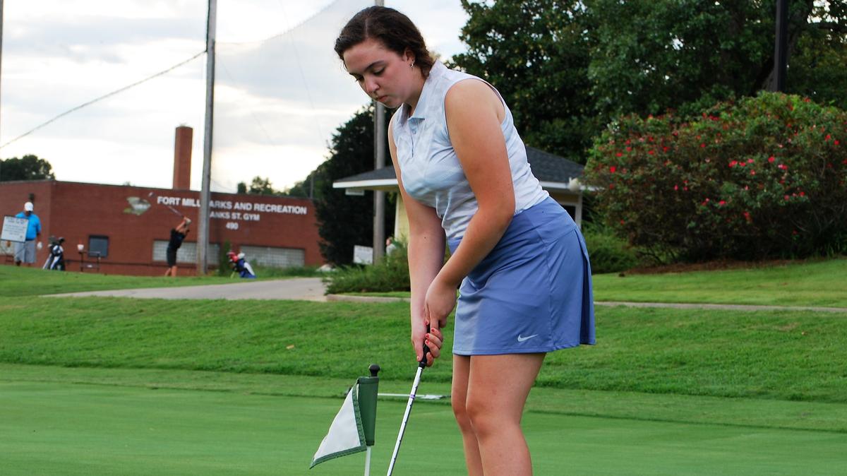 Fort Mill’s Allie Barnes works on her putting at Fort Mill Golf Club.