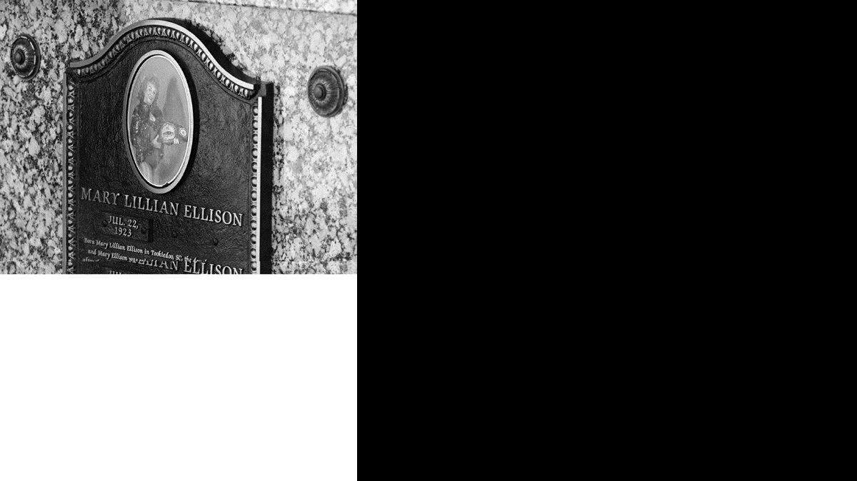 The epitath on the crypt of former wrestler Mary Lillian "Fabulous Moolah" Ellison at Greenlawn Memorial Park.