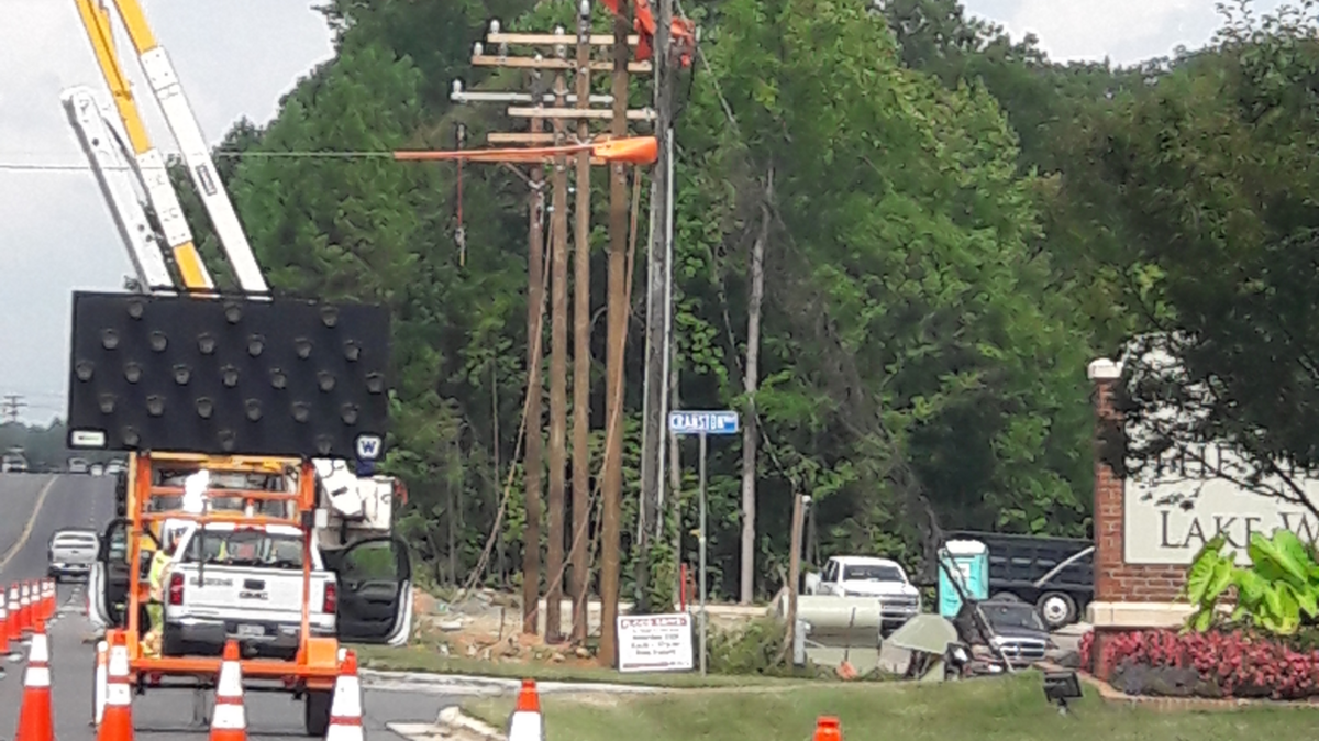 Power poles going up in Lake Wylie, South Carolina are causing concern.