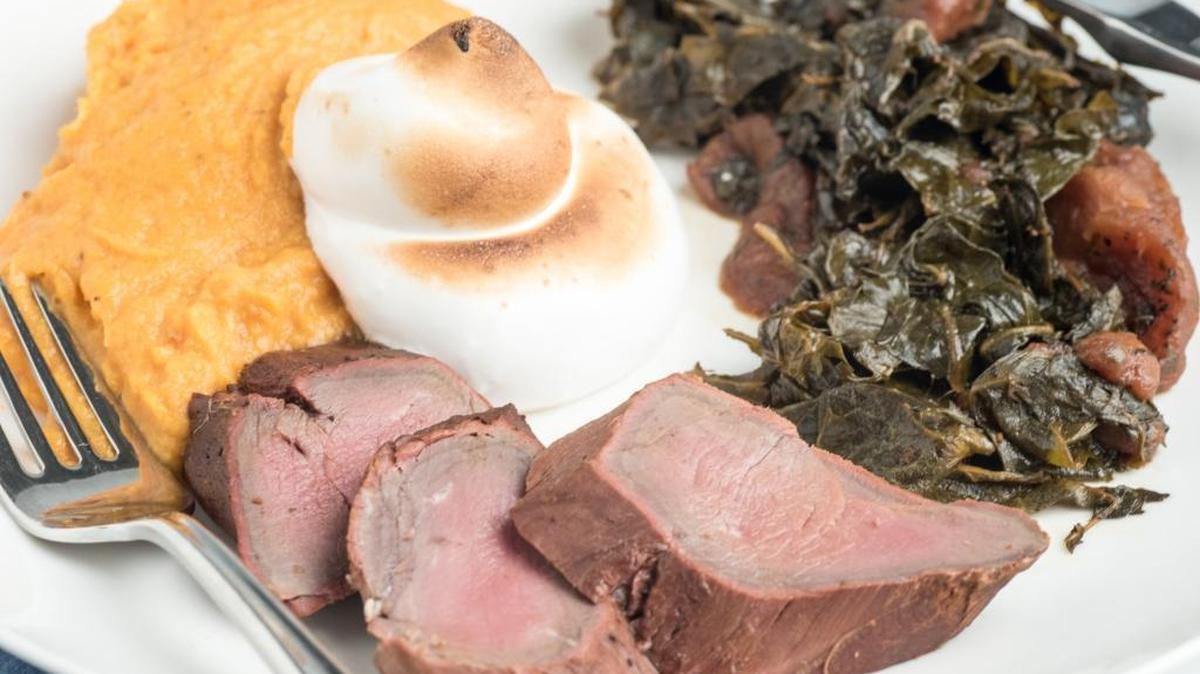 Travis Milton’s Collard Leather Britches and Sweet Potato ‘Casserole’ are based on his family’s recipes.