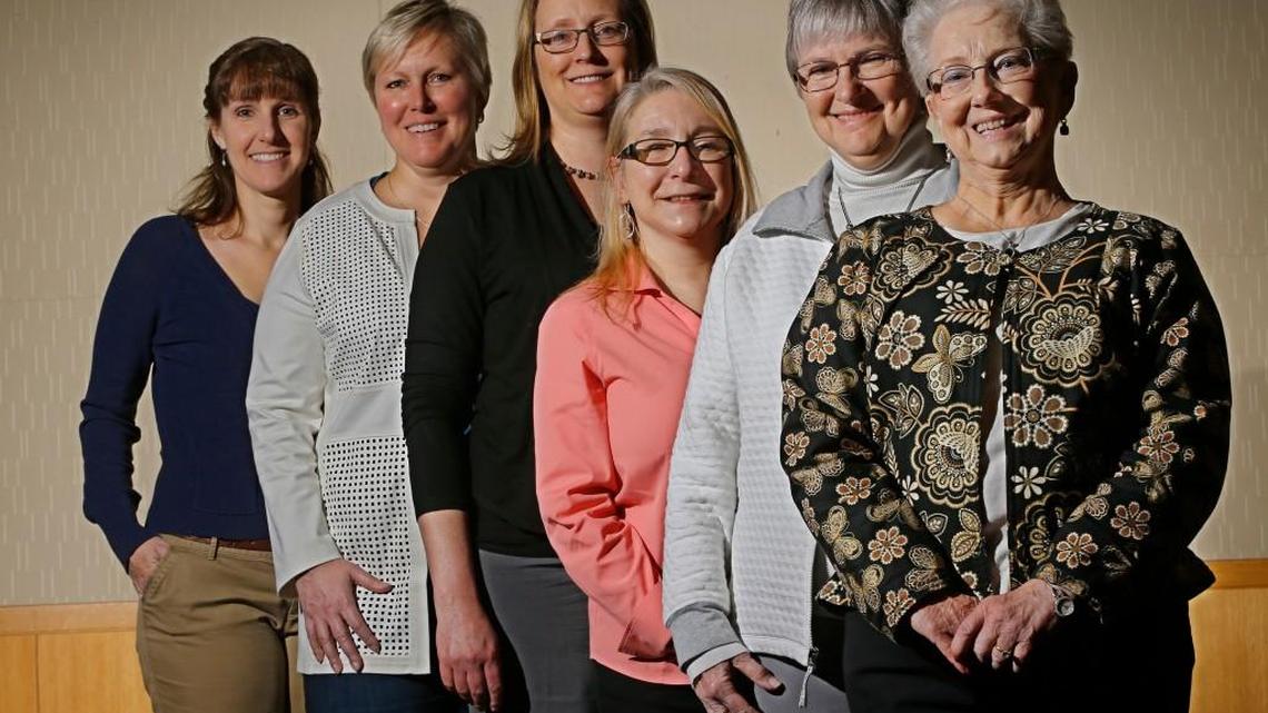 With kidney disease prevalent in their family, (from left) Lori Hoffman, Lou Montgomery, Stephanie Chissoe, Debra Warner, Kathleen Barrowclough, and Nancy Pyle all have something else in common: Each now has one kidney.