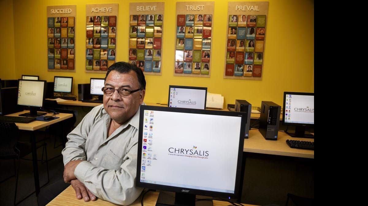 
Rafael Martinez, who has endured long periods of unemployment since 2011, was aided by Chrysalis, a nonprofit that helps people find jobs. 
