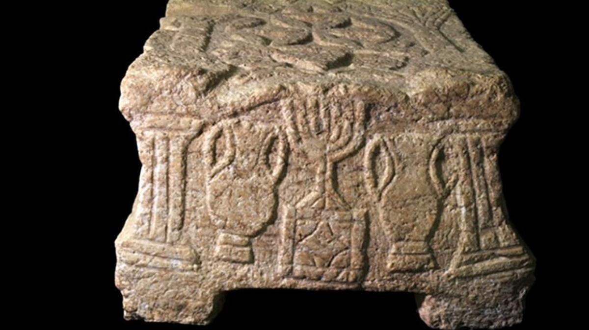 In an undated handout photo, the Magdala Stone, which was unearthed in 2009 near the Sea of Galilee in northern Israel, where a resort and center for Christian pilgrims was going to be built. The stone, which has held its secrets for two millenniums, is forcing scholars to revisit ideas about synagogues and their relationship to the Second Temple around the dawn of Christianity.
