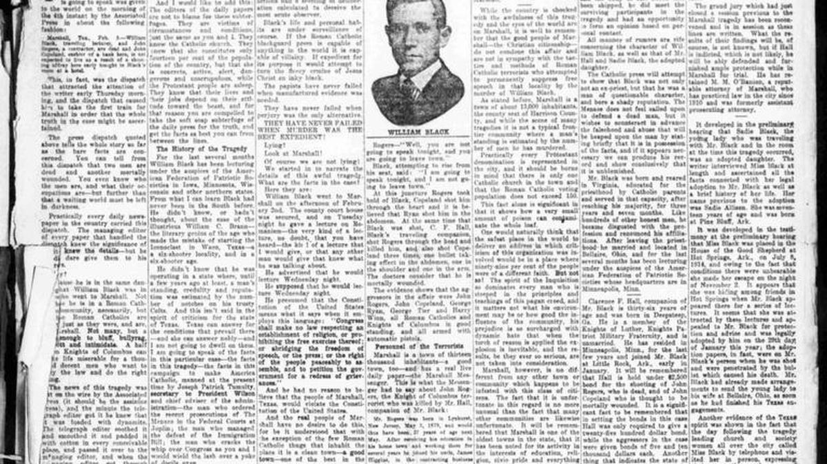 A 1915 edition of the Menace, a virulently anti-Roman Catholic newspaper published in Aurora, Mo. At its height, it had 1.5 million weekly subscribers – a circulation that dwarfed the largest daily newspapers in New York and Chicago.