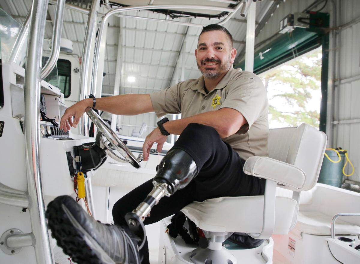Lt. Nathan Clark had his left leg amputated below the knee after he was hurt chasing a suspect in 2020, but is returned to work with a prosthesis.