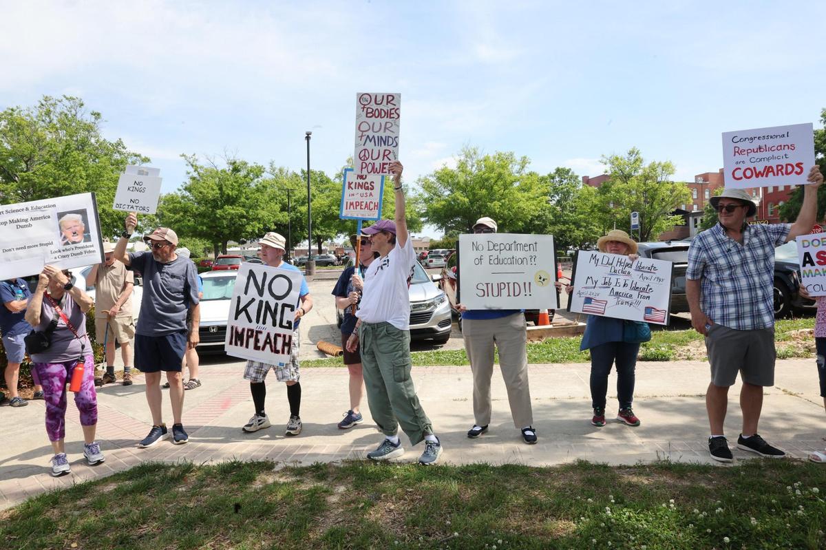 Protestors gather in downtown Rock Hill Saturday for the York County Rising demonstration.