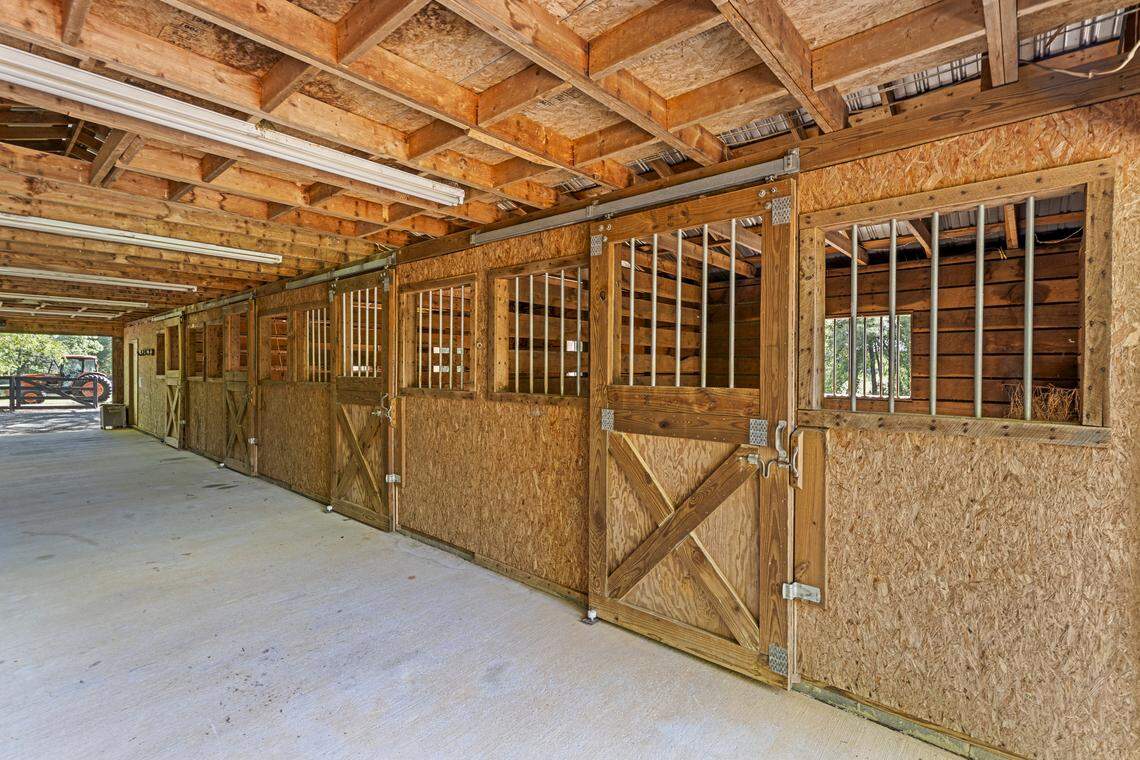 Horse stables are a feature of the more than $5 million home for sale in Rock Hill on Faires Road.