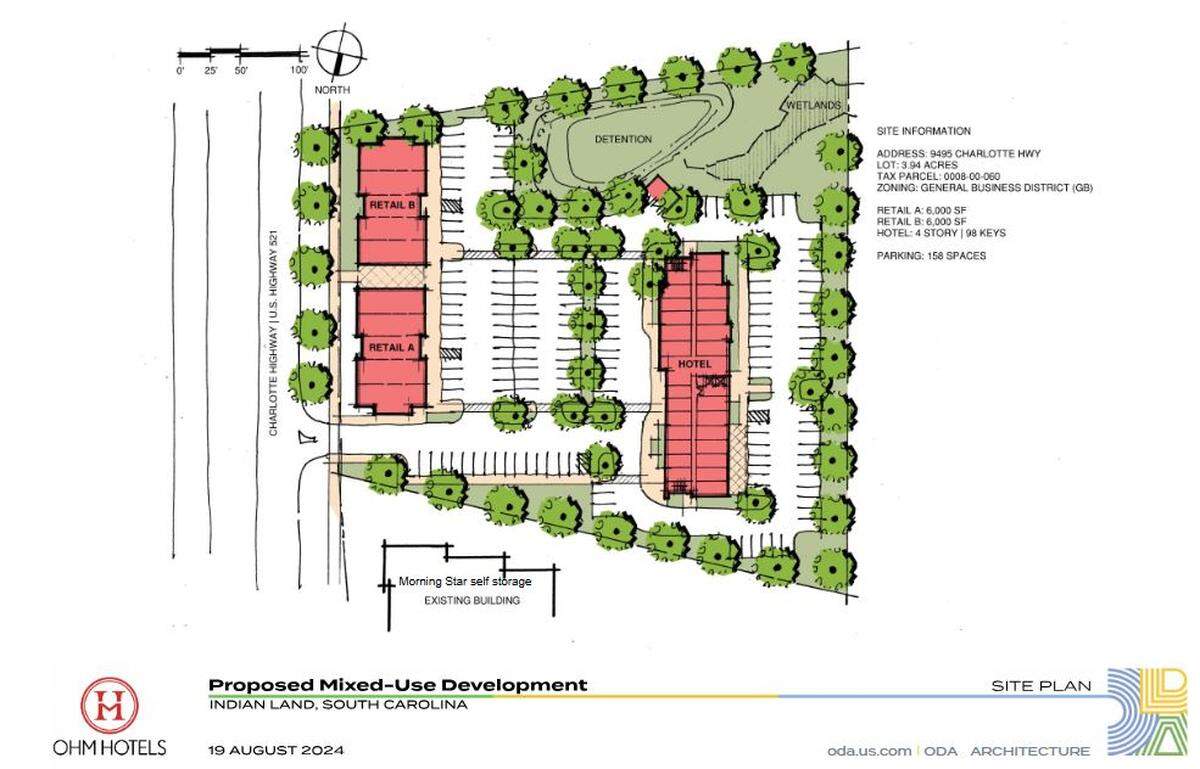 A sketch plan has been submitted in Lancaster County showing a new hotel off U.S. 521, or Charlotte Highway, in Indian Land.