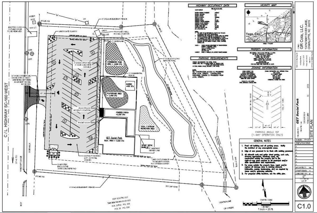 A plan submitted for a new social park in Fort Mill shows where play areas for children would go. The new business also would serve drinks for adults.