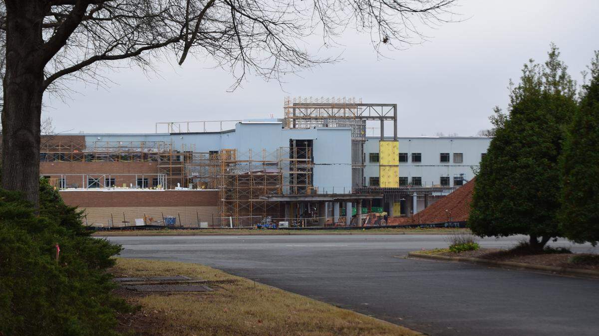 Construction continues at the new hospital in Fort Mill, across from the Peach Stand.