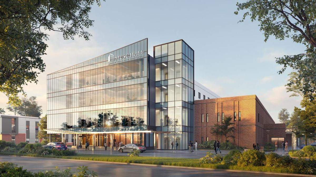 A rendering for the new hospital in Indian Land shows larger signage than what Lancaster County allows now.