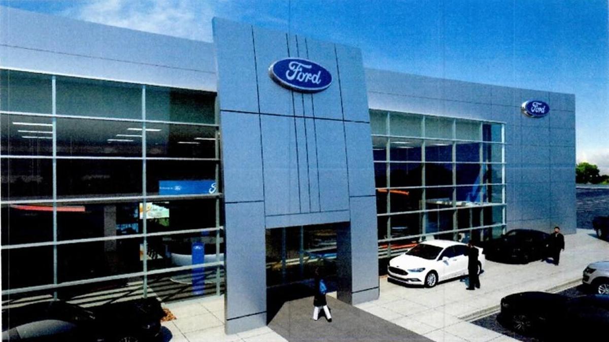 This photo shows a rendering of what the new Ford dealership in York might look like when it is completed in late 2018.