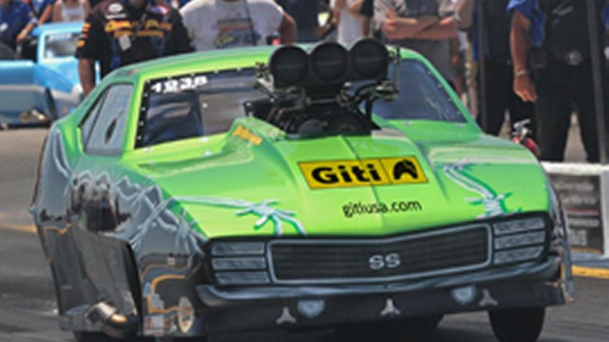 Eric Latino’s pro-modified Camaro drag car has a Giti Tire logo on its hood, part of the tire company’s efforts to increase its U.S. brand awareness.