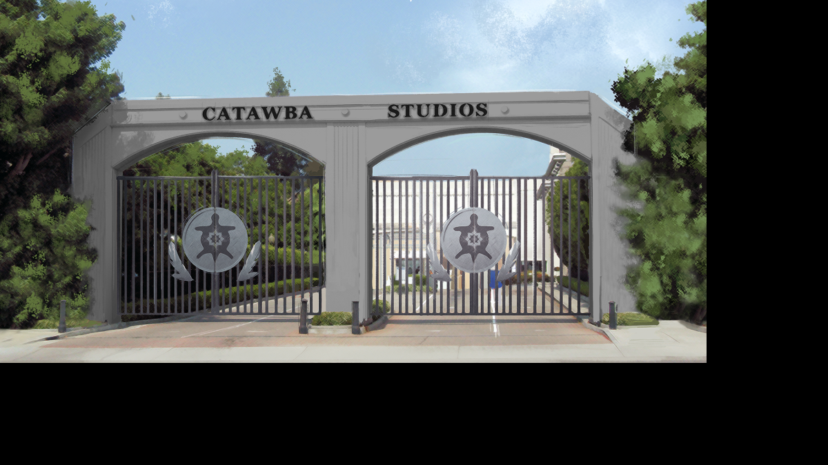 
This is a rendering of what the gate leading to the planned movie studio complex at the Catawba Indian Reservation in York County.
