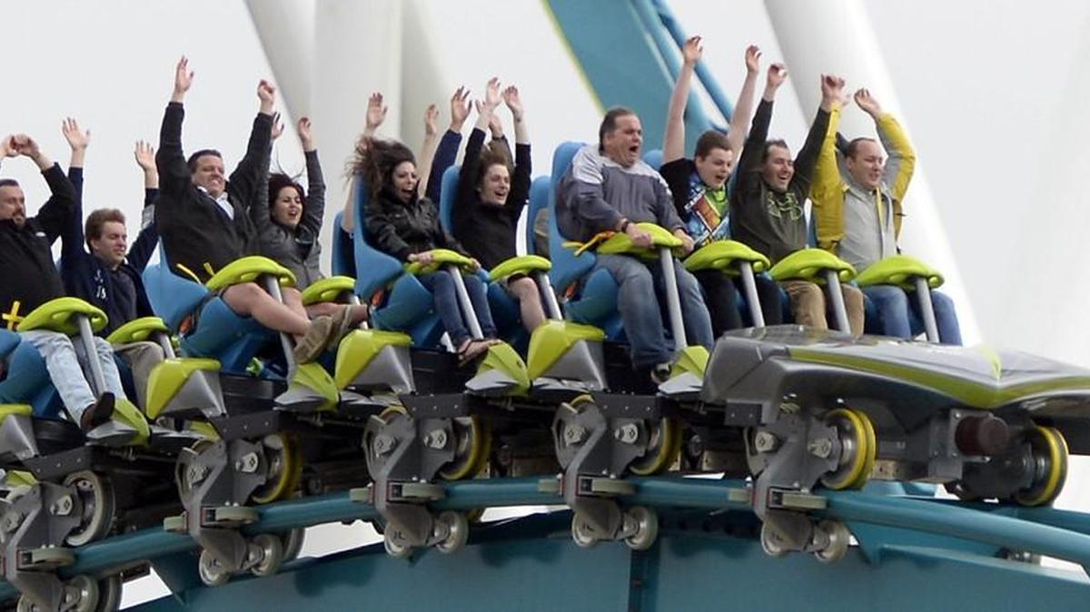 
Roller coaster riders enjoy their experience on Carowinds' new Fury 325, the world tallest and fastest giga coaster. The coaster was awarded a Golden Ticket for best new ride of 2015.
