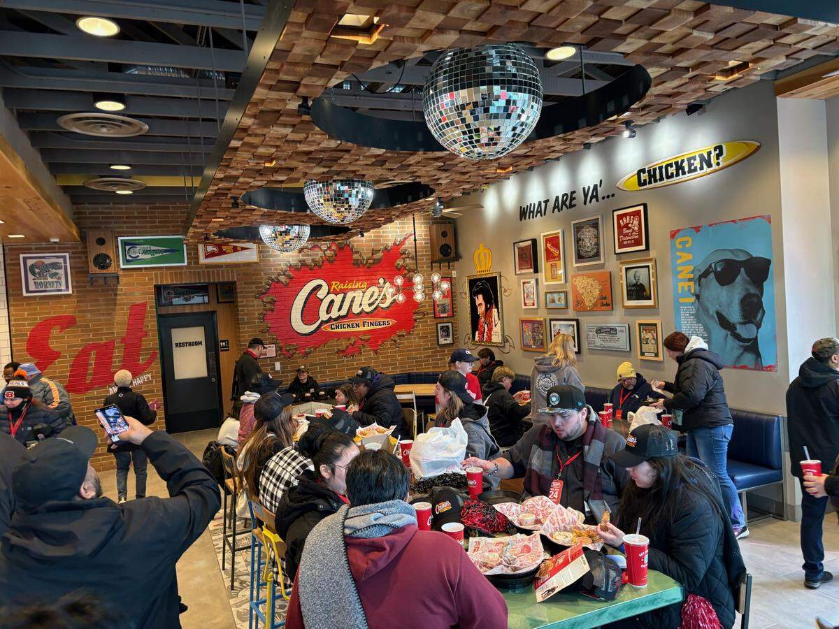 The dining room at Raising Cane’s was full on Tuesday morning in Rock Hill, where the company opened its first location in the Charlotte region.