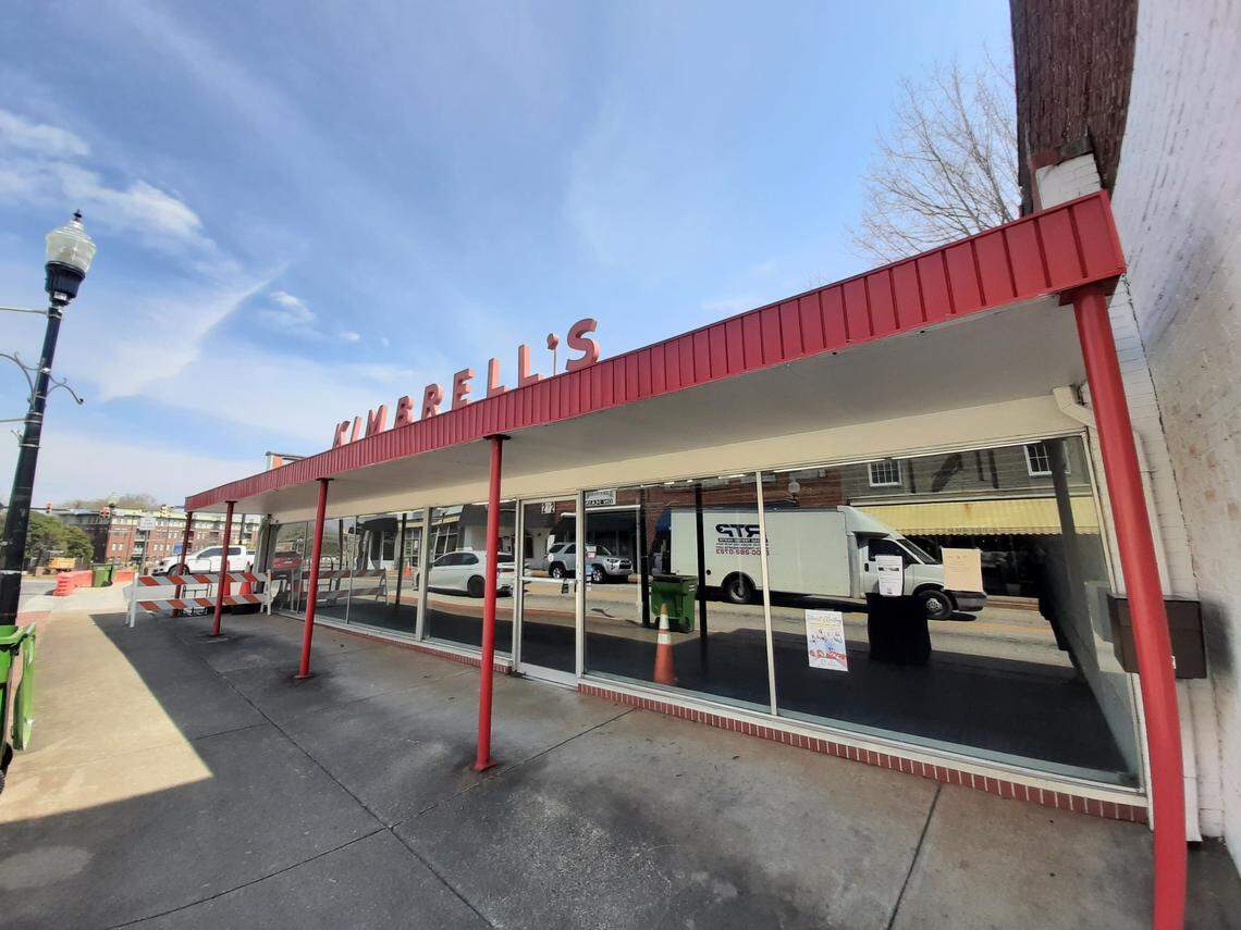 The long-time Kimbrell’s Furniture building on Main Street in Fort Mill is being marketed for new business.