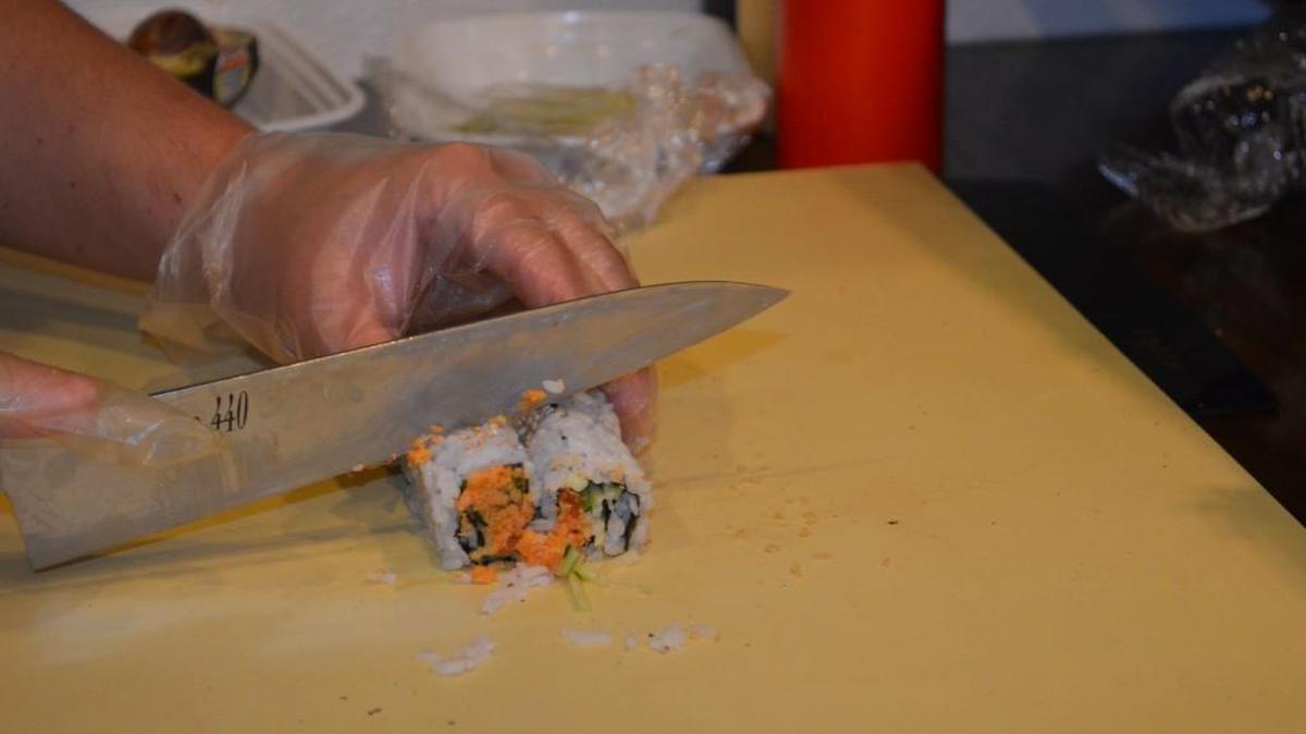 A spicy salmon sushi roll being prepared at the Jing Jing Chinese restaurant in Rock Hill. Owner Steven Gao recently expanded the restaurant’s size as well as its menu.