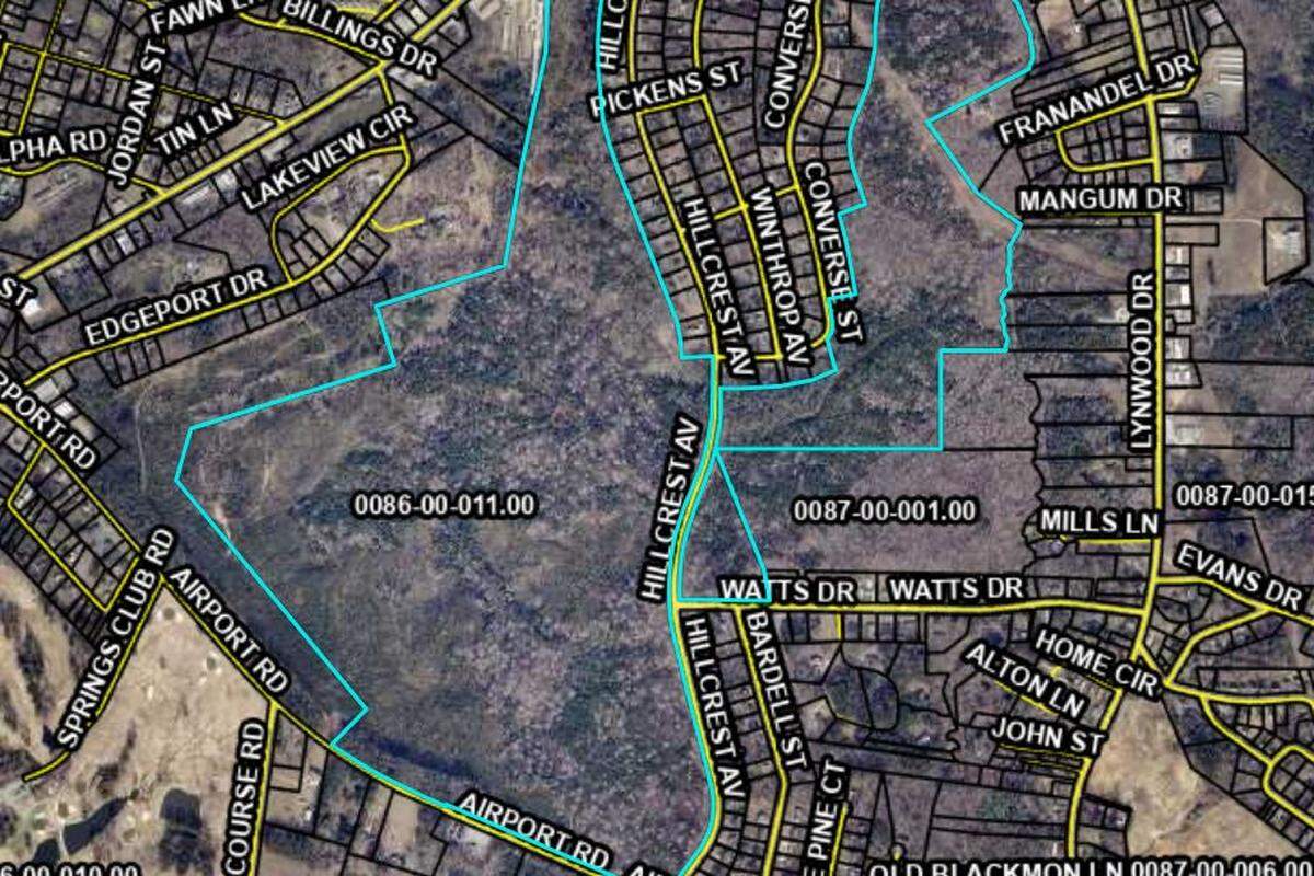 A new 900-home subdivision is planned in the blue area shown here, north of Airport Road in Lancaster. Additional property on Airport Road would add commercial space.