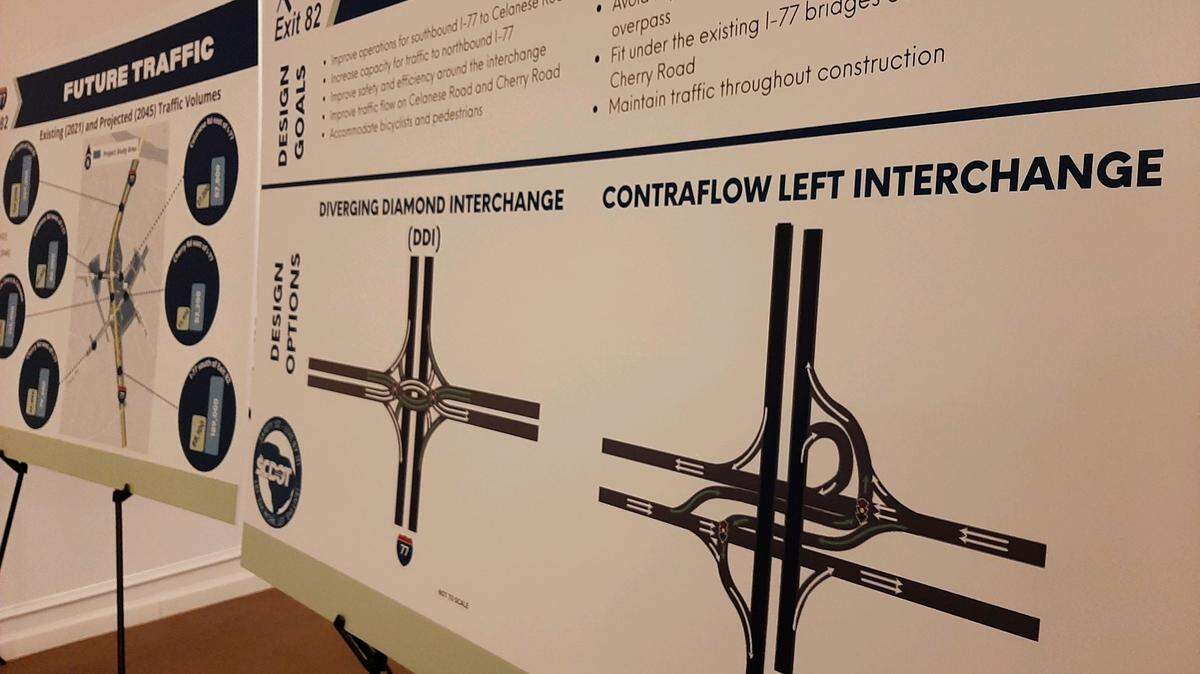 SCDOT has two options for work at I-77, Cherry Road and Celanese Road.