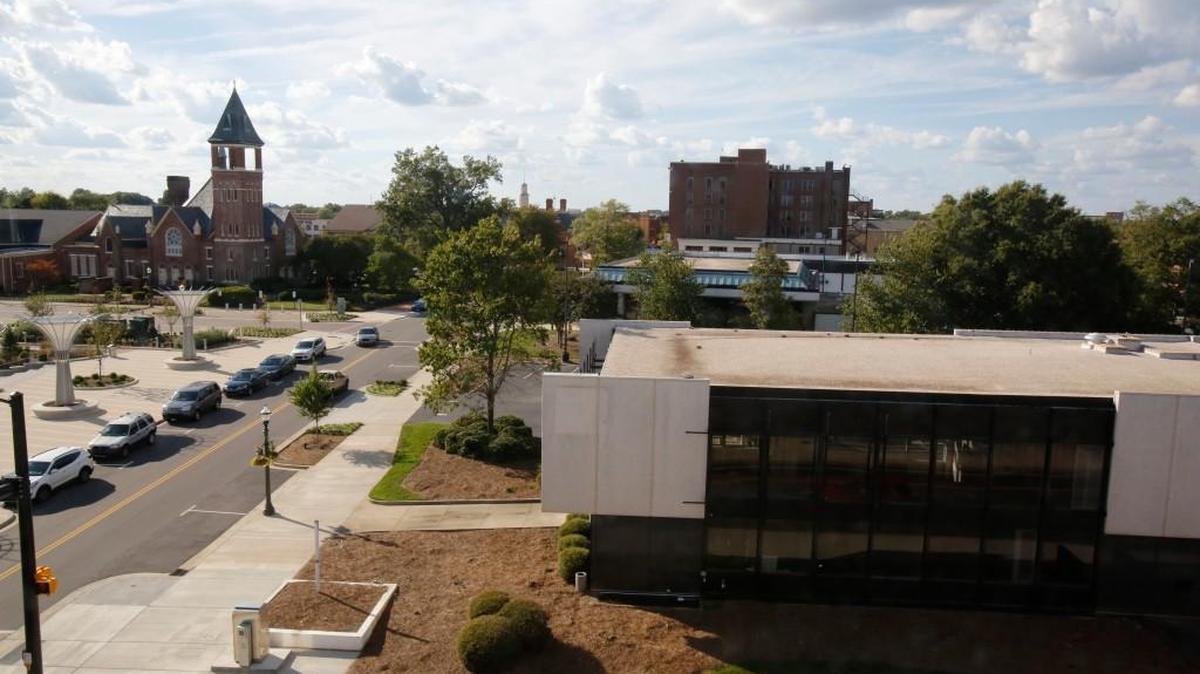 
The view from Fountain Park Place looking at the planned site of a Marriott hotel in downtown Rock Hill.
