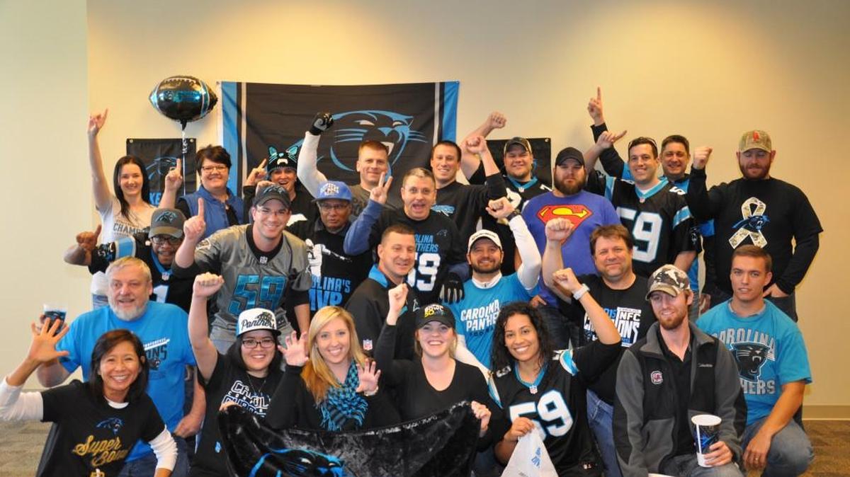 POWER Engineers in Fort Mill shows off its Carolina Panthers pride.
