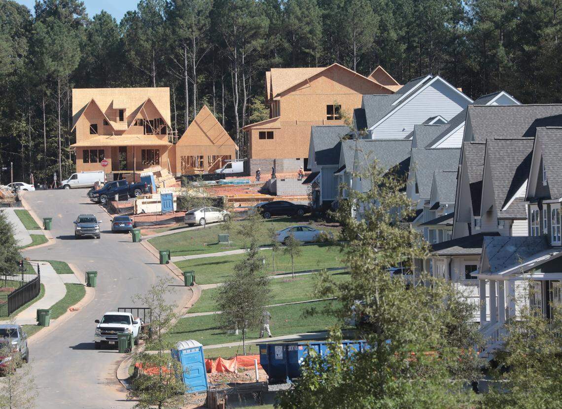 Finished homes and homes under construction in the same neighborhood is common in Fort Mill, S.C.