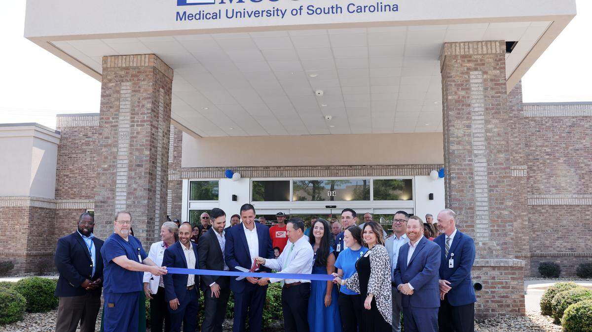 The Medical University of South Carolina officials and doctors hold a ribbon cutting ceremony Tuesday, June 27, 2023 at the MUSC Health Orthopaedic and Sports Medicine and Specialty Care Clinic in Indian Land, S.C.