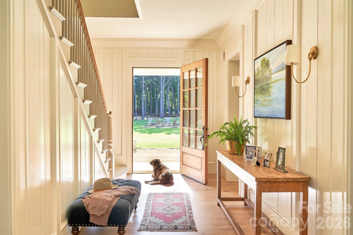 The New Gray Rock Road home listed at $4.5 million in Fort Mill sits on more than 7 acres. Charlotte company New Old built it in 2020.