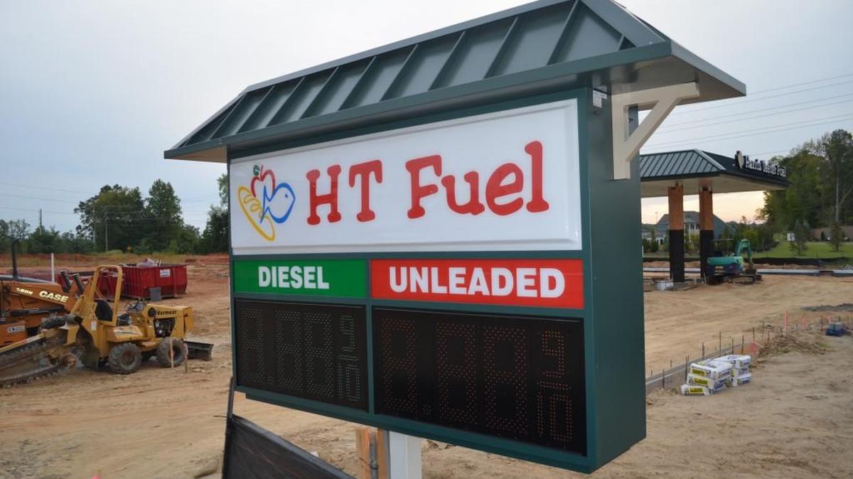 FILE - The average price in Charlotte on Thursday, Oct. 20, 2022, was $3.59 per gallon for regular unleaded, which was lower than the national average of $3.82, according to data from GasBuddy.com. Photo from York County, S.C., of a new fuel center.